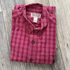 Duluth Trading men red long sleeve flannel shirt size L